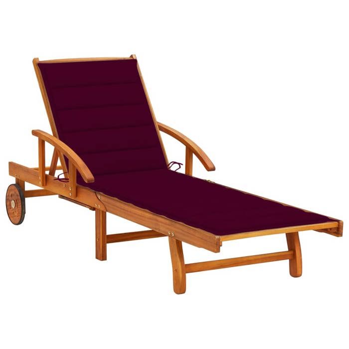 vidaXL Chaise Longue de Jardin avec Coussin Bois d'acacia
