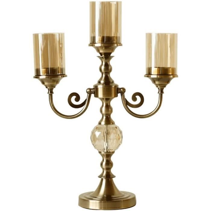 2x Bougeoirs Triple lumignons Support Chandelier Fonte lumignons verre