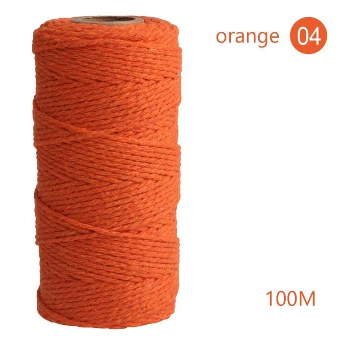 Bobine Fil Macramé Coton 3mm X 200m Naturel - Corde 4 Brins Pour DIY, Décoration Et Jardin