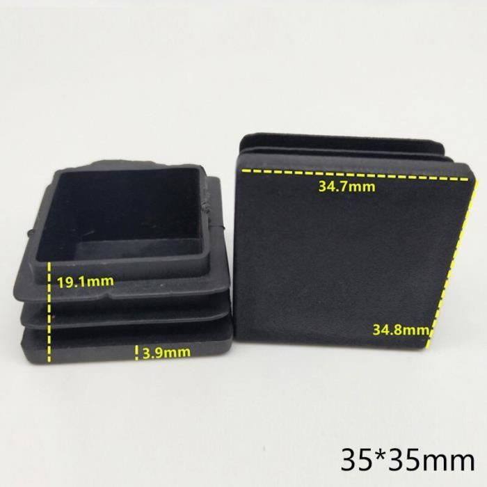 60 Inserts Bouchons Noirs Pour Tube Carré Plastique 10x10mm - Uxcell