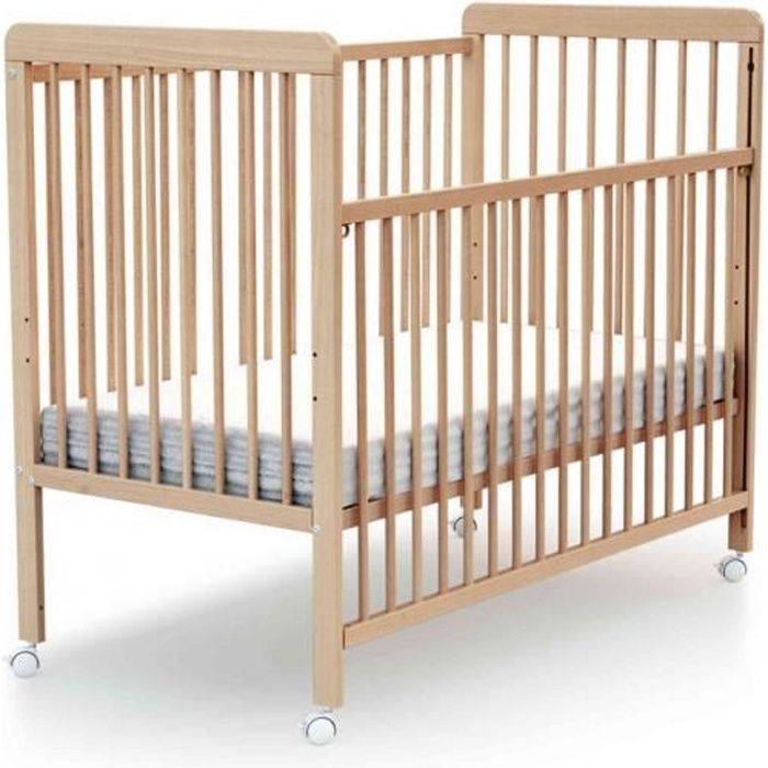 Lit Bebe Coulissant A Barreaux Hetre Verni 60x1 Cdiscount Puericulture Eveil Bebe