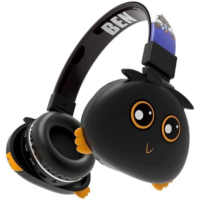 Casque Monstre Bluetooth sans Fil Enfant Casque Audio Pliable Stéréo HD  avec Micro pour Garçons Filles Tablette PC Jaune