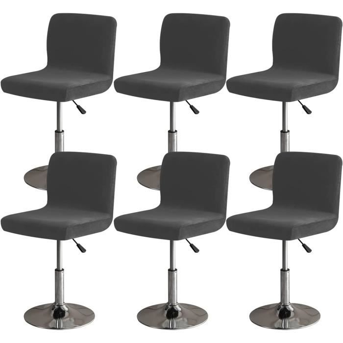 Housses De Tabouret De Bar Extensibles Avec Dossier - Lot De 2, Noir, Lavables - 7