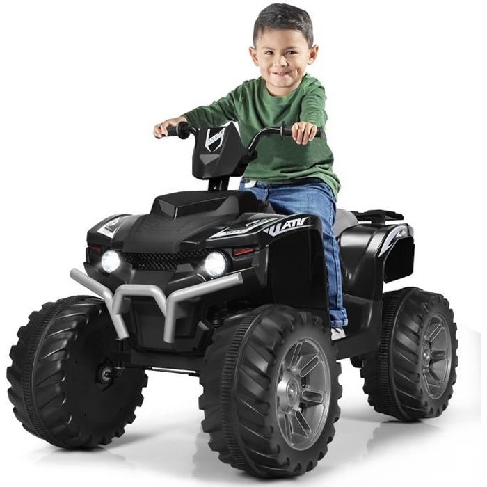 DREAMADE Quad &Eacute;lectrique pour Enfant  - 4 Roues - Phare et Klaxon Musique - Charge 35 KG - Noir 