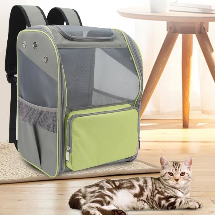 Sac à Dos de Transport Respirant pour Animaux de Compagnie à Double Usage Extensible pour Petit Animal de Taille Moyenne Gris Bleu