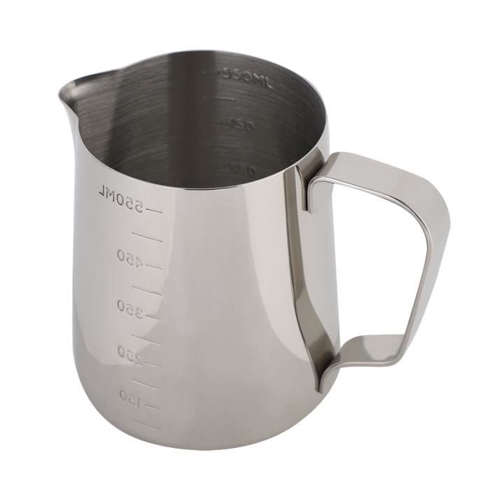 Pichet à Café Lait En Acier Inoxydable 201 600ML - Mousseur Longue Poignée