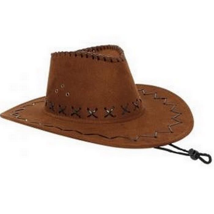 Chapeau De Cowboy Marron Faux Feutre Style Cattleman - Taille Unique Avec Bracelet, Marque Western Express