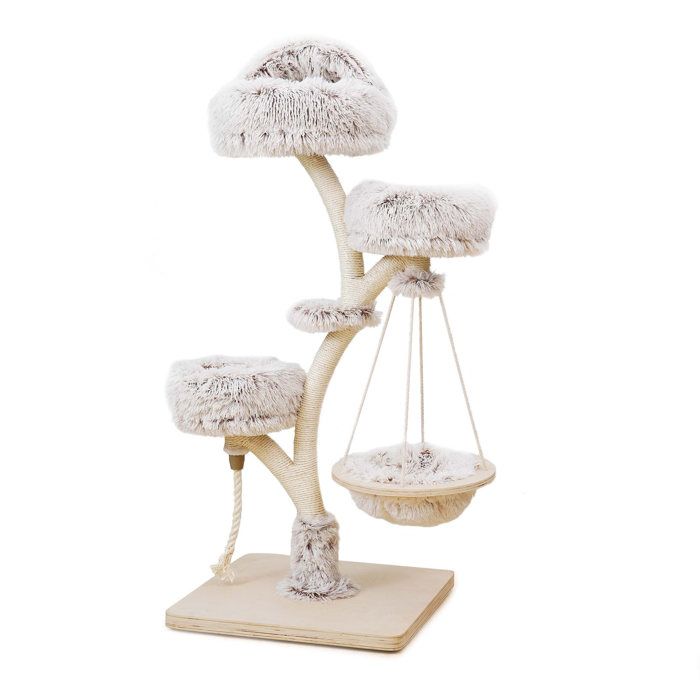 Meilleurs prix pour Fudajo Arbre à chat design 132cm en Forme de branche avec Peluche et Sisal Tronc de grattage Hamac