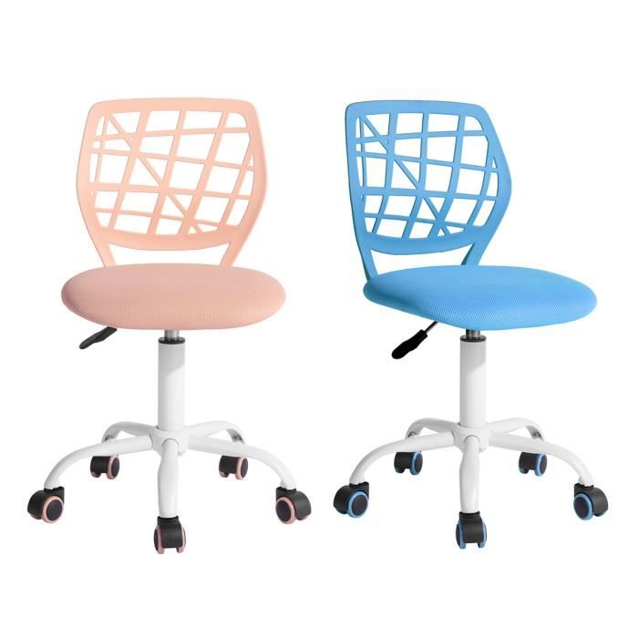 Chaise de Bureau - FURNITURER - Lot de 2 - Pivotante - Réglable en hauteur - Siège ergonomique (rose/bleu) Chaise de Bureau - FURNITURER - Lot de 2 - Pivotante - Réglable en hauteur - Siège ergonomique (rose/bleu)