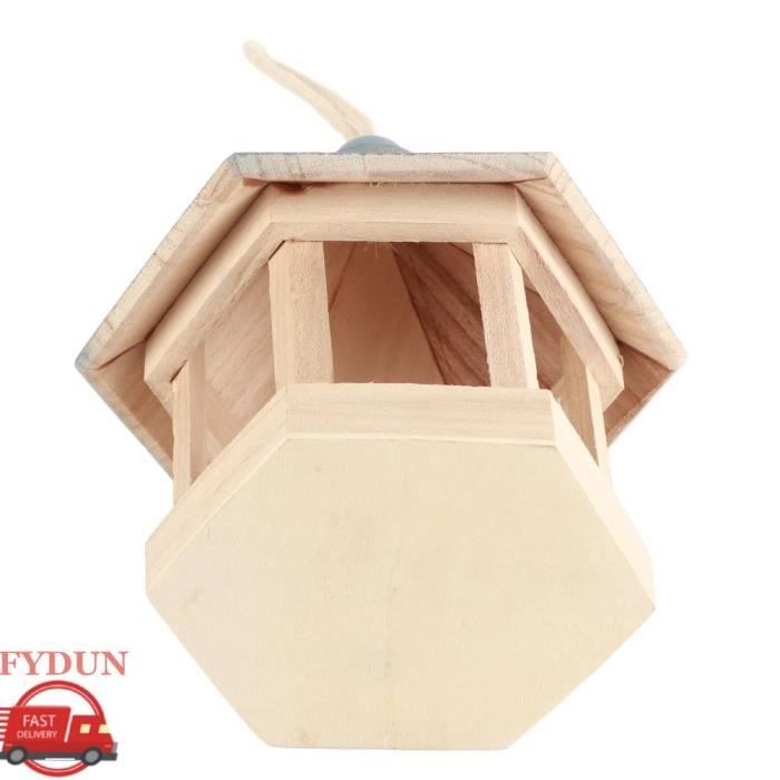 Meilleurs prix pour Mangeoire à oiseaux - FYDUN - Nichoir en bois - Forme de maison - Couleur burlywood - Pour petits oiseaux