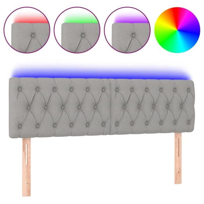 Tête De Lit LED Réglable En Hauteur – Tissu Gris Foncé 160 Cm, Bandes LED Découpables, Port USB - 10