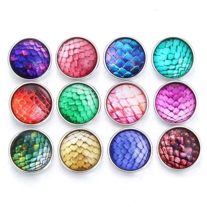 Lot De 10 Boutons Interchangeables 18mm En Verre Et Alliage - Style Aléatoire Pour Bijoux Snap - Colliers Bracelets