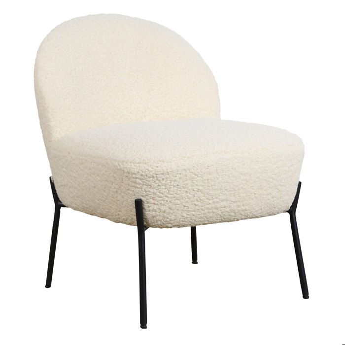 Fauteuil en tissu bouclette écru HELMI Fauteuil en tissu bouclette écru HELMI
