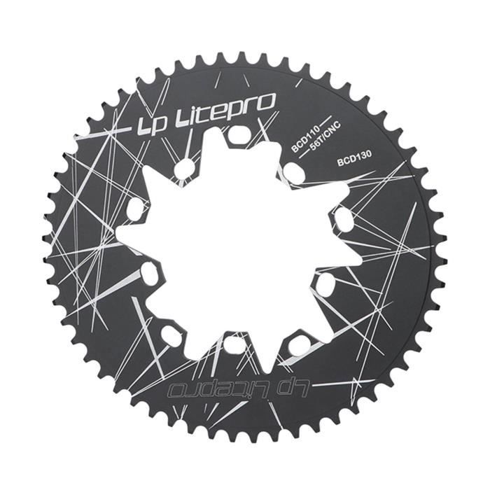 Plateau (Pignon) Vélo BCD 130mm - 53T/56T/58T Au Choix - Aluminium Noir - Compatible Shimano, Vélos Pliants, BMX