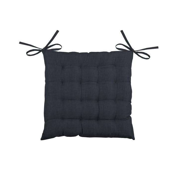 Galette de chaise unie en 16 points Gris Foncé 40x40 cm Galette de chaise unie en 16 points Gris Foncé 40x40 cm