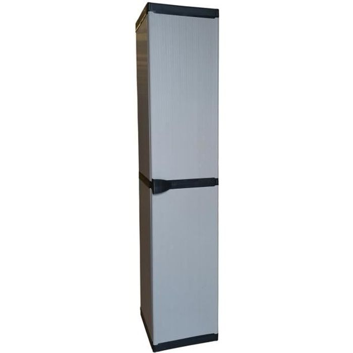Armoire De Jardin En PVC Et PP Gris/noir - 3 étagères, Rangement Extérieur, Capacité 20 Kg/étagère, 168 Cm