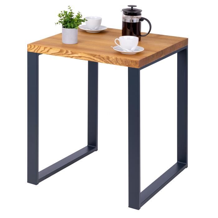 lamo manufaktur table haute de cuisine - mange debout - table de bar - 60x60x76 cm - gris - modèle modern - frêne rustique