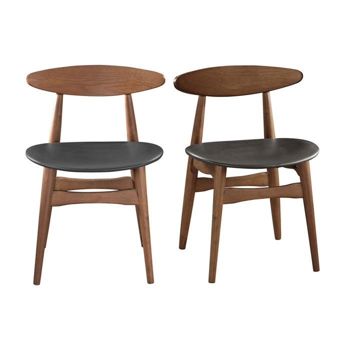 Miliboo - Chaises vintage en bois foncé et noir (lot de 2) WALFORD