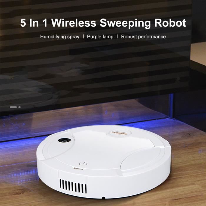 Aspirateur Robot sans fil 5 en 1 - blanc - Machine multifonction de balayage et humidificateur - outil de nettoyage à domicile