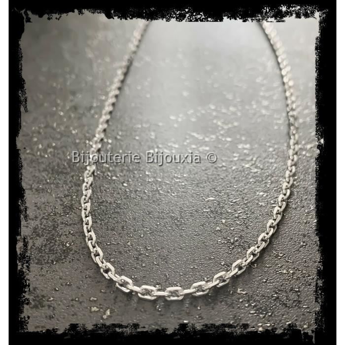 Chaîne Maille Forçat Épaisse 2 25MM Argent Rhodié MIXTE TAILLES CHOIX