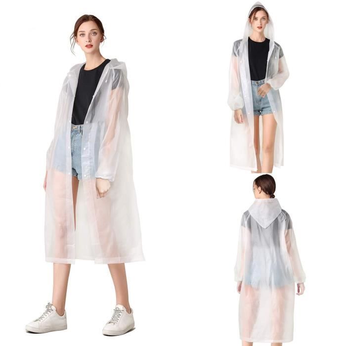 Cyrank Manteau De Pluie Transparent Réutilisable - Imperméable Portable XL - Parfait Pour Pluie, Festivals Et Randonnée