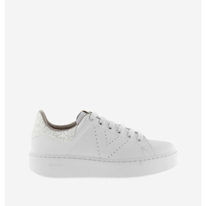 Sneakers femme VICTORIA effet cuir et paillettes blanc Cdiscount Chaussures