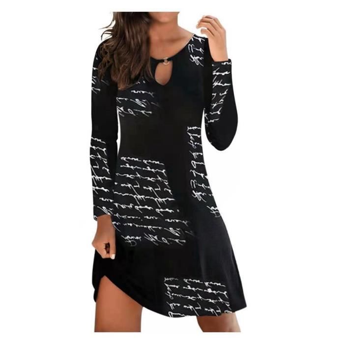Robe Manches Longues Forel - Taille EU 50 (plus Size) - Noir/blanc/rouge - Coupe Près Du Corps - Occasion Parfait état