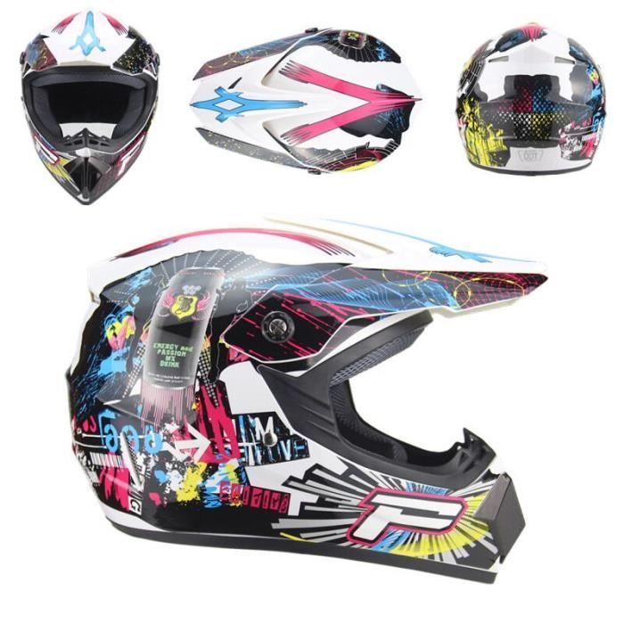Casque Motocross Intégral Jeunesse + Lunettes, Gants, Masque - Protection Complète VTT, BMX, Quad - Taille S à XL
