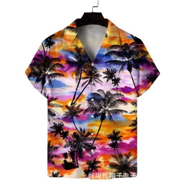 Chemise Huk Homme Kona Huckdana – Manches Courtes, Imprimé Poisson (Neuf, Taille S)