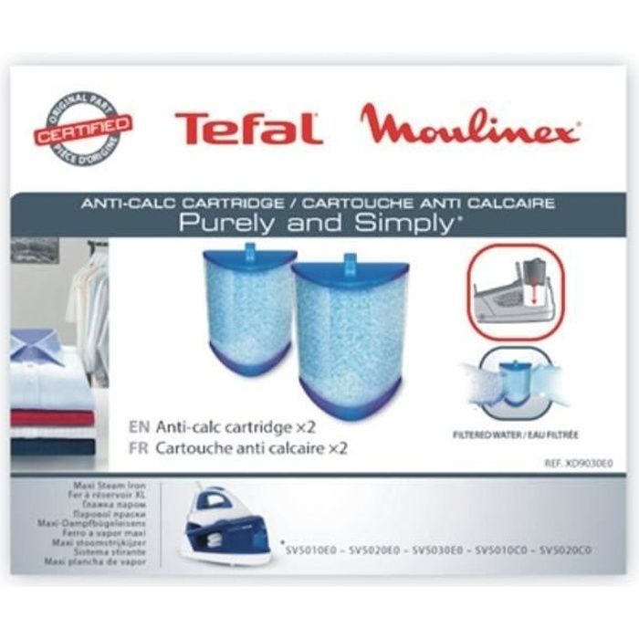 Cartouche anti calcaire - MOULINEX - XD9030E0 - Centrale vapeur - X 2 - Bleu - Moulinex