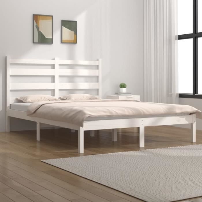 Lit Double Adulte 140x200 Cm – Sommier Métal, Couleur Doré