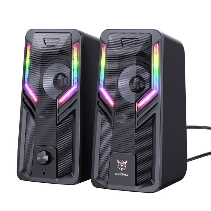 ONIKUMA RGB Enceinte PC Gaming Haut-parleurs d'Ordinateur Volume Contrôle  avec LED Lumière 3,5 mm pour Smartphone Tablette Ordinateu - Cdiscount  Informatique