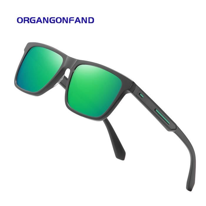 Lunettes De Soleil Sport Homme – Monture Verte, Verres Polarisés Bleus, UV400