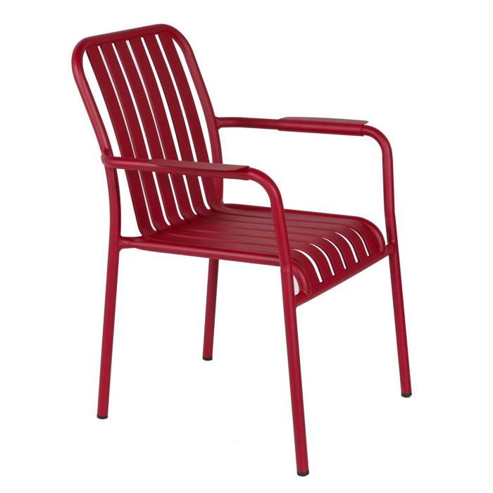 Chaise de terrasse avec accoudoirs en aluminium rouge Faro - Oviala
