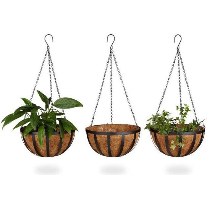 supports de plantes décoratifs suspendus INCREWAY Lot de 2 supports de panier suspendu avec 2 chaînes de suspension de 35,6 cm pour paniers de jardin lanterne pot de fleurs pelouse