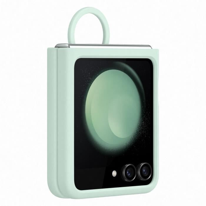 Coque et étui téléphone mobile Samsung Coque silicone avec anneau Z Flip 5 Vert deau