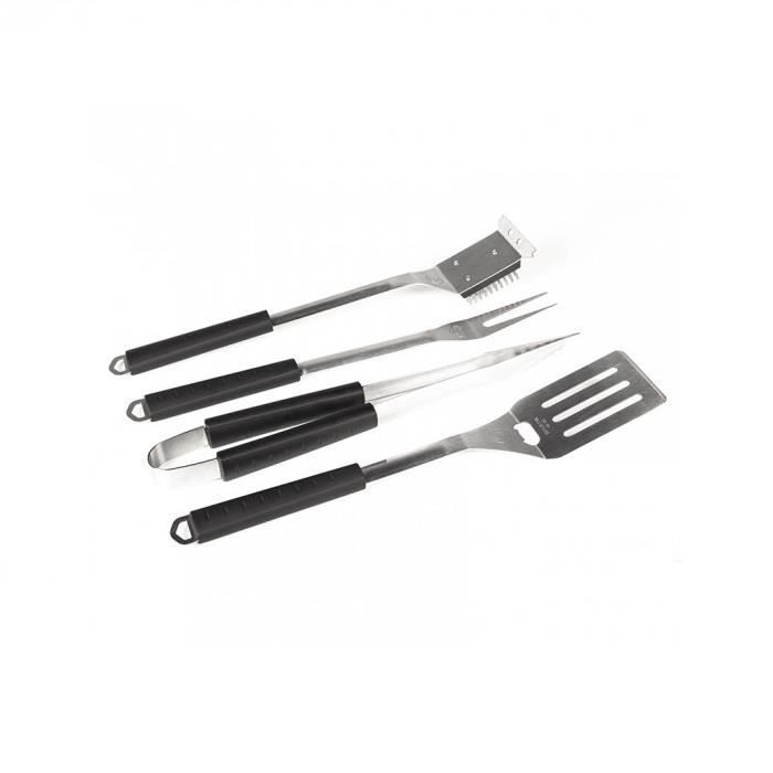 SOMAGIC Mallette 4 accessoires barbecue inox – pince spatule fourchette brosse