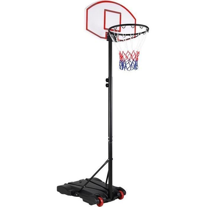 Panier De Basket-Ball à Pied Réglable 60-120 Cm - Base Remplissable + Ballon Et Gonfleur Inclus