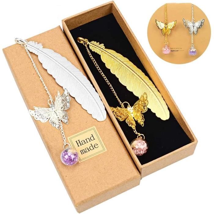 TOLOYE 2 Ensembles De Marque Page M tal Plume Pendentifs Papillon toloye-2-ensembles-de-marque-page-m-tal-plume-pendentifs-papillon