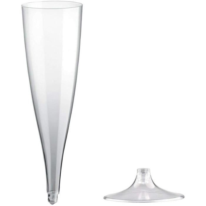 Lot de 20 flûtes à champagne en plastique réutilisables 140 ml156