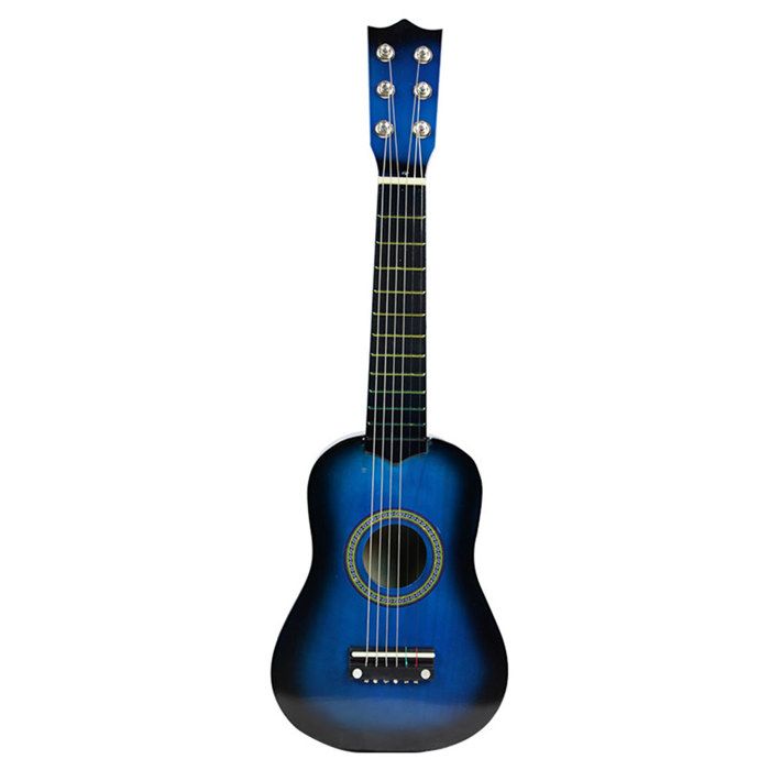 TD® Guitare Acoustique pour enfant 6 Cordes 15 Frets Jouet Musicaux Cadeau Noël Pour Enfant bleu dimensions 58 cm cordes d'acier