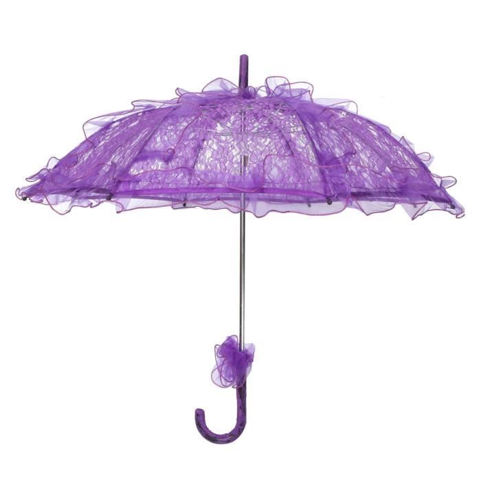 Natudeco Dentelle Fleur Parapluie Mariage Parasol De Mariée À La Main Broderie Artisanat Parapluie Danse Photographie Parapluie Accessoires pour Concerts, Théâtres, Fournitures De Scène(L-Blanc