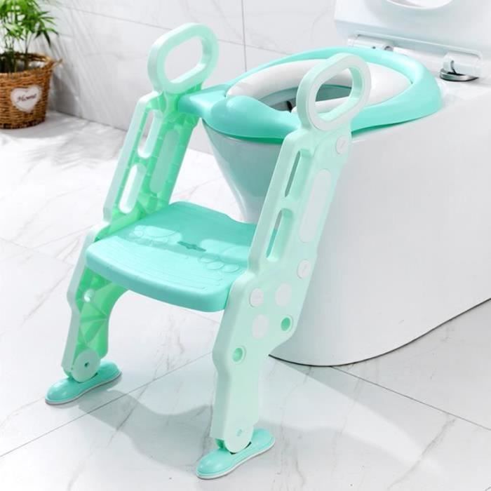 JEOBEST Siège Toilette Enfant Avec Escalier Réglable Hauteur - Anti-dérapant Pliable Bleu-Vert