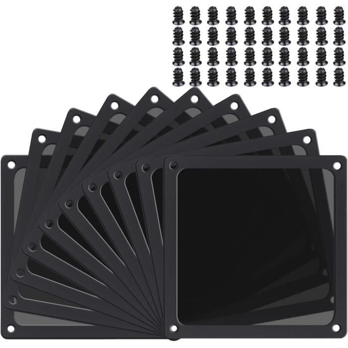 Kit 4 Filtres Magnétiques Anti-poussière + 10 Brosses - 12x12 Cm - Pour Boîtier PC, Alimentations, Modems