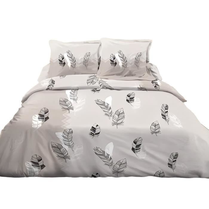 Ruvanti Parure de lit 4 pièces 100 % coton pour lit double – Douce