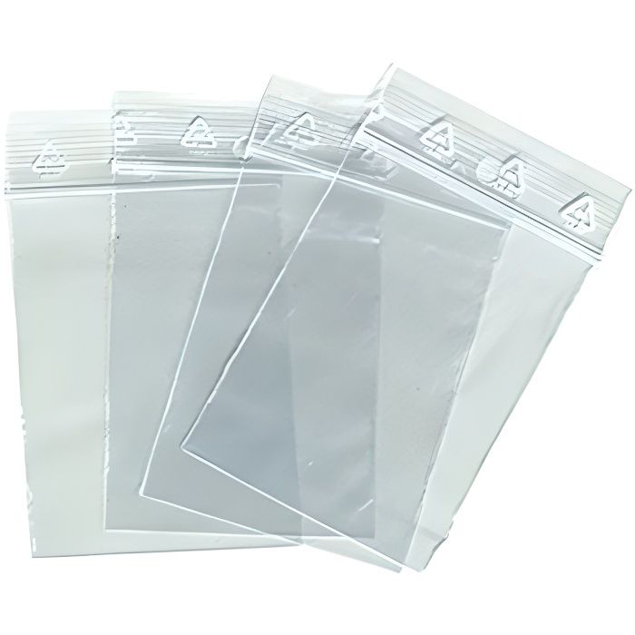 100 sachets ZIP taille 12 x 18 cm en plastique.