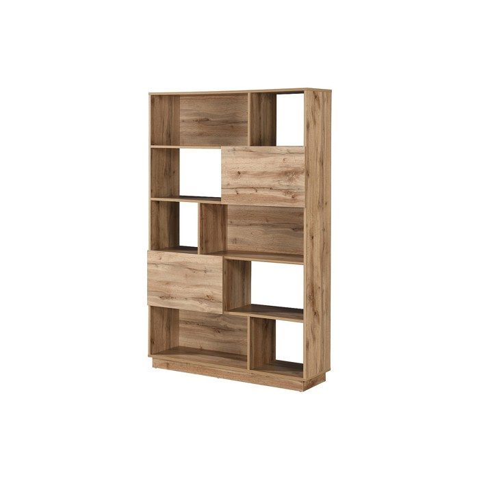 Bibliothèque avec 2 portes et 8 niches - Naturel clair - CEVANIA