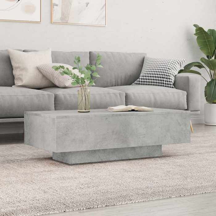 vidaXL Table basse gris béton 100x495x31 cm bois dingénierie 833891