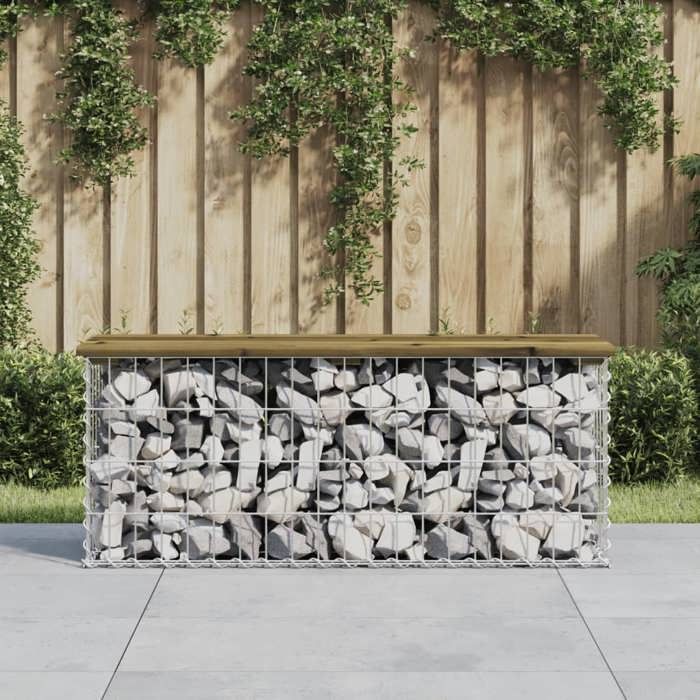 VidaXL Banc de jardin gabion 103x31 5cm Bois de pin - vue 2
