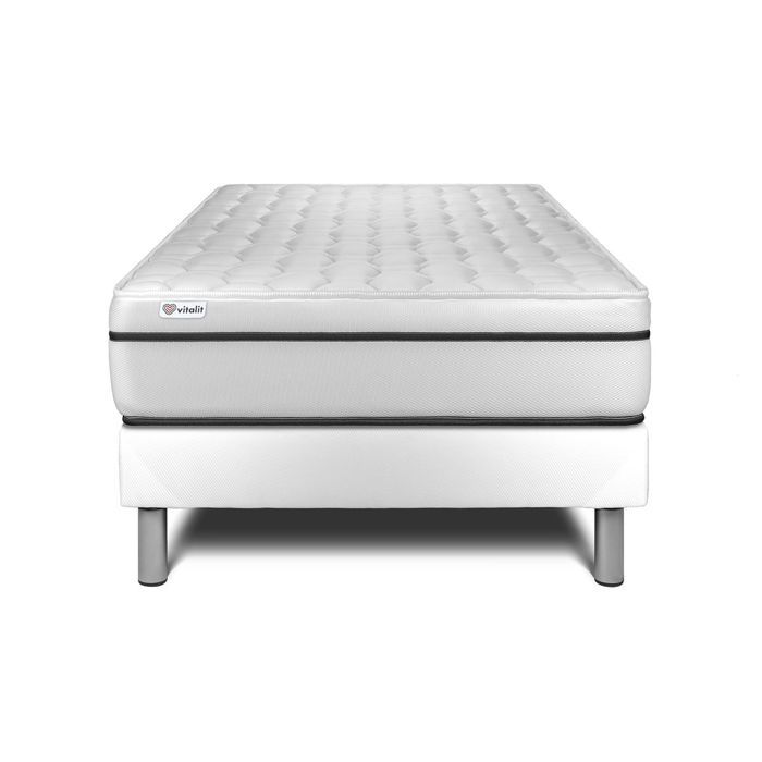 Ensemble Matelas Sommier 120x200 cm - Sommier Blanc (en kit) - Vital Spa Blanc